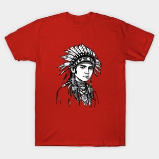 native american line art design T-Shirt